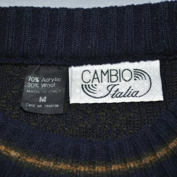 Vintage Cambio Italia Sweater Size Medium Geometric Wool Blend Pullover - Picture 3 of 10